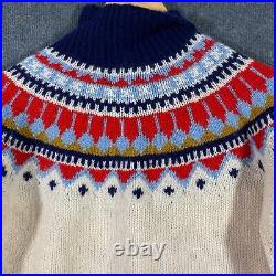 L. L. Bean Jumper Mens Medium Blue White Norway Nordic Sweater Scandinavian 7W