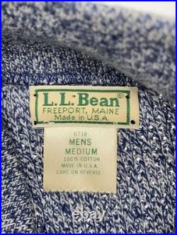 L. L. Bean Knit Sweater (Thick), Medium, Cotton, Blue, Solid Color