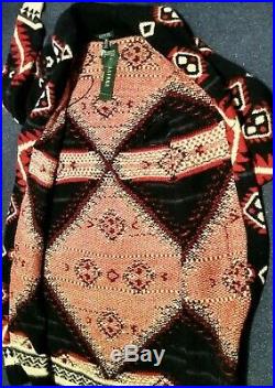 LAUREN Ralph Lauren Heritage Blanket Pattern Cardigan Sweater Southwestern Sz M