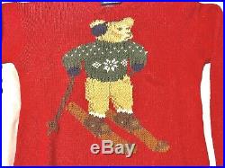 LIMITED POLO Ralph Lauren Red Big Ski Bear Hand Knit Sweater Medium Vintage