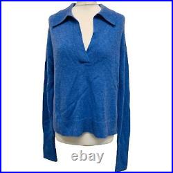 LISA YANG Ladies Blue Serena Sweater Classic Cashmere Jumper Pullover M NEW