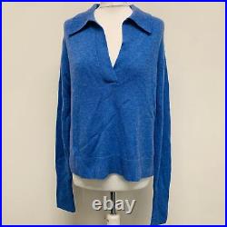 LISA YANG Ladies Blue Serena Sweater Classic Cashmere Jumper Pullover M NEW