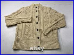 LL Bean Signature Cotton Fisherman Sweater Short Cardigan Womens Medium Petite