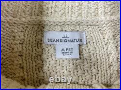 LL Bean Signature Cotton Fisherman Sweater Short Cardigan Womens Medium Petite