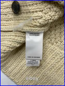 LL Bean Signature Cotton Fisherman Sweater Short Cardigan Womens Medium Petite