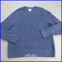 LL Beans Mens Sweater Medium Blue Heather Roll Neck 100% Organic Cotton
