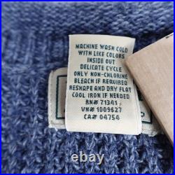 LL Beans Mens Sweater Medium Blue Heather Roll Neck 100% Organic Cotton