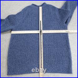 LL Beans Mens Sweater Medium Blue Heather Roll Neck 100% Organic Cotton
