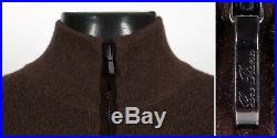 LORO PIANA 100% CASHMERE / SUEDE BOMBER Full Zip Sweater Brown 50 M Medium