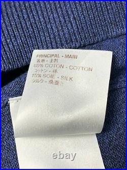 LOUIS VUITTON Blue Hooded Sweater Size M Men's Cotton Silk LV Logo Pullover