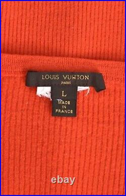 LOUISE VUITTON Women's Knitted V-Neck Jumper Pullover Sweater Red Orange Size M