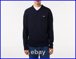 Lacoste Classic Fit V-Neck Navy Blue Sweater Jumper Size M Medium BNWT RRP £130