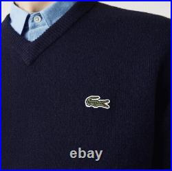 Lacoste Classic Fit V-Neck Navy Blue Sweater Jumper Size M Medium BNWT RRP £130
