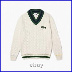 Lacoste Mens Cricket Sweater Jumper Pullover Top V-Neck Lightweight