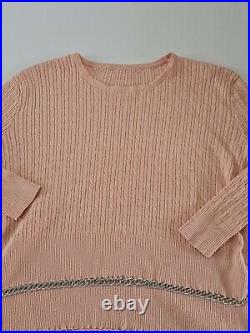 Ladies Jumper Unbranded Size M Long Sleeve Metal Chain Fringe Peach 4789