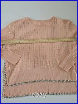 Ladies Jumper Unbranded Size M Long Sleeve Metal Chain Fringe Peach 4789