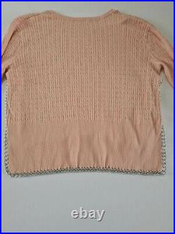 Ladies Jumper Unbranded Size M Long Sleeve Metal Chain Fringe Peach 4789