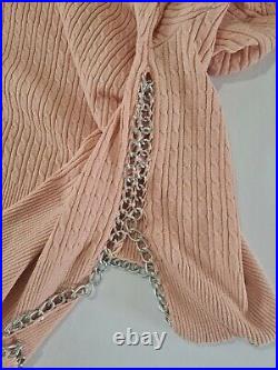 Ladies Jumper Unbranded Size M Long Sleeve Metal Chain Fringe Peach 4789