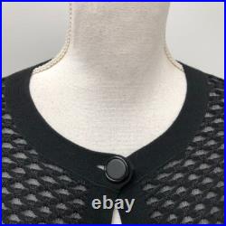 Lafayette 148 Cardigan Sweater Jumper Womens Medium Black 3/4 Sleeve Edgy Office