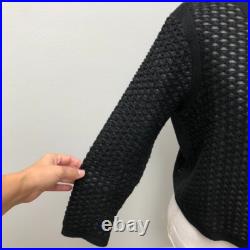 Lafayette 148 Cardigan Sweater Jumper Womens Medium Black 3/4 Sleeve Edgy Office