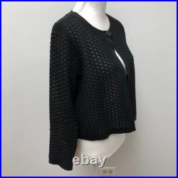 Lafayette 148 Cardigan Sweater Jumper Womens Medium Black 3/4 Sleeve Edgy Office