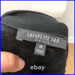 Lafayette 148 Cardigan Sweater Jumper Womens Medium Black 3/4 Sleeve Edgy Office