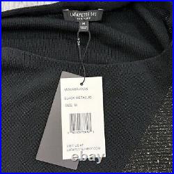 Lafayette 148 Sweater Womens M NWT Metallic Black Bateau Silk Blend Asymmetrical