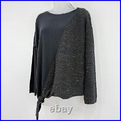 Lafayette 148 Sweater Womens M NWT Metallic Black Bateau Silk Blend Asymmetrical