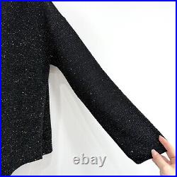 Lafayette 148 Sweater Womens M NWT Metallic Black Bateau Silk Blend Asymmetrical