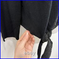 Lafayette 148 Sweater Womens M NWT Metallic Black Bateau Silk Blend Asymmetrical