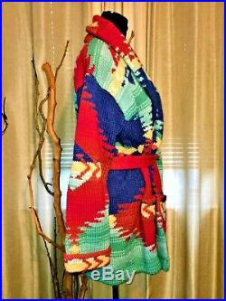 Lauren Ralph Lauren Country Hand Knit Southwestern Aztec Wool Sweater