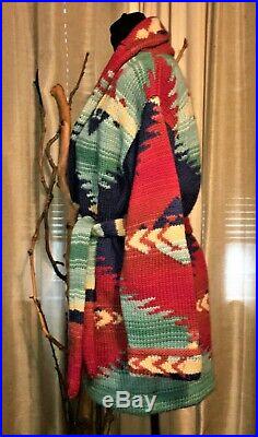 Lauren Ralph Lauren Country Hand Knit Southwestern Aztec Wool Sweater