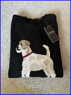 Lauren Ralph Lauren Dog Knit Jumper Sweater Women's Size M Black cotton RRP£159