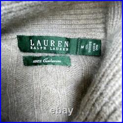 Lauren Ralph Lauren Sweater Womens Medium 100% Cashmere Tan Cable Knit High Neck