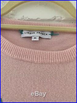 Lingua Franca Cashmere Women On Top Blush + Light Blue Sweater Nwt Med