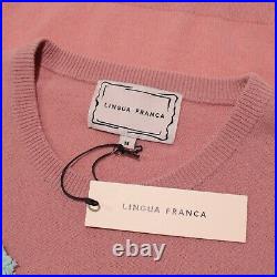 Lingua Franca NWT Pullover Graphic Sweater Size Medium in Pink 100% Cashmere