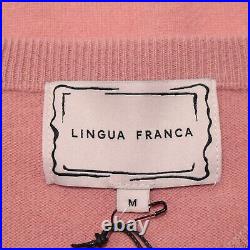 Lingua Franca NWT Pullover Graphic Sweater Size Medium in Pink 100% Cashmere