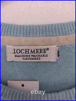 Lochmere Women's Jumper M Blue 100% Cashmere Round Neck Pullover