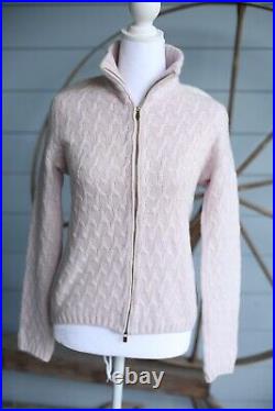 Loro Piana Baby Cashmere Blush Pink Zip Up Sweater sz 44 Medium $1,995