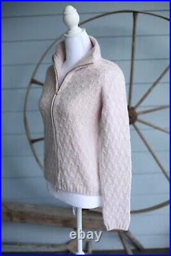 Loro Piana Baby Cashmere Blush Pink Zip Up Sweater sz 44 Medium $1,995