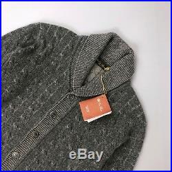 Loro Piana Men Grey CASHMERE Cable Knit Cardigan Jumper Sweater Pullover IT48 M