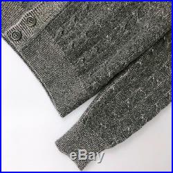 Loro Piana Men Grey CASHMERE Cable Knit Cardigan Jumper Sweater Pullover IT48 M