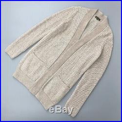 Loro Piana Women Cream CASHMERE Silk Knit Oversized Long Cardigan Sweater Size S