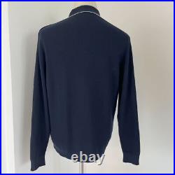 Loro Piana WoolSilk Navy Knit HalfZip Men's Sweater