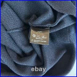 Loro Piana WoolSilk Navy Knit HalfZip Men's Sweater