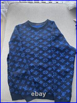 Louis Vuitton Blue Monogram Jacquard Sweatshirt/Jumper 100% Authentic