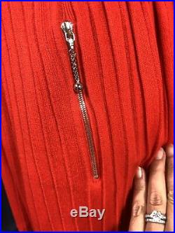 Louis Vuitton RARE lipstick red wool silk mix sweater dress w pleated skirt M