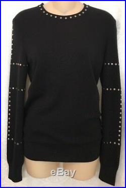 Louis Vuitton Sweater Black Knit Silver Studded Long sleeve NWT $1960 SIZE S