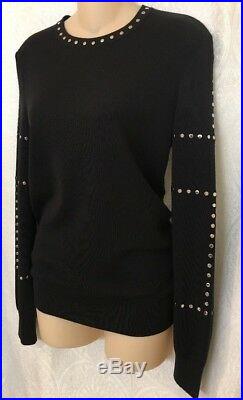 Louis Vuitton Sweater Black Knit Silver Studded Long sleeve NWT $1960 SIZE S