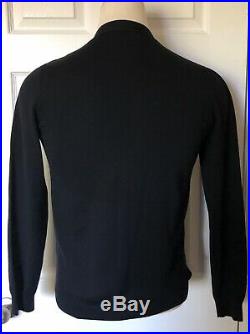 Louis Vuitton Uniformes Men's Medium Wool Cotton Knit Cardigan Sweater Black NEW